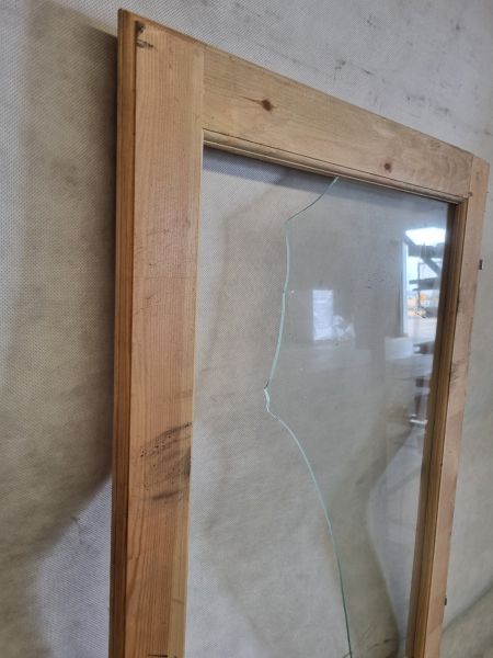 Enkele houten deur – met gebroken ruit, zonder hang- en sluitwerk (182 x 77 cm) - SALE25129