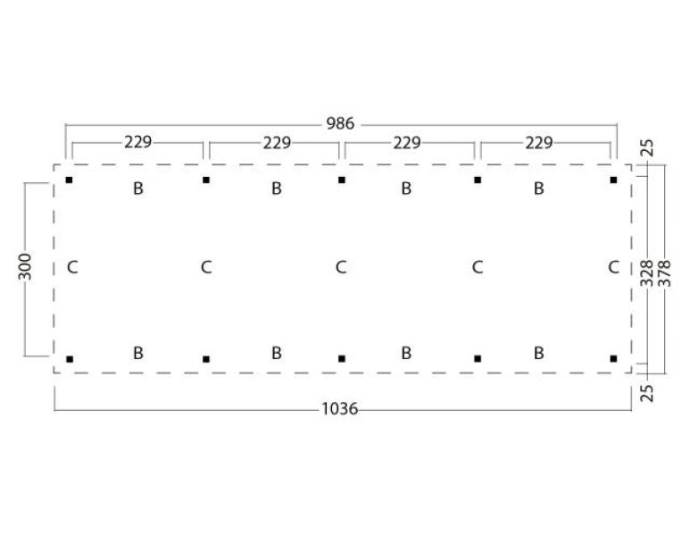 Plat dak Odense XL type 9 1036x378 cm