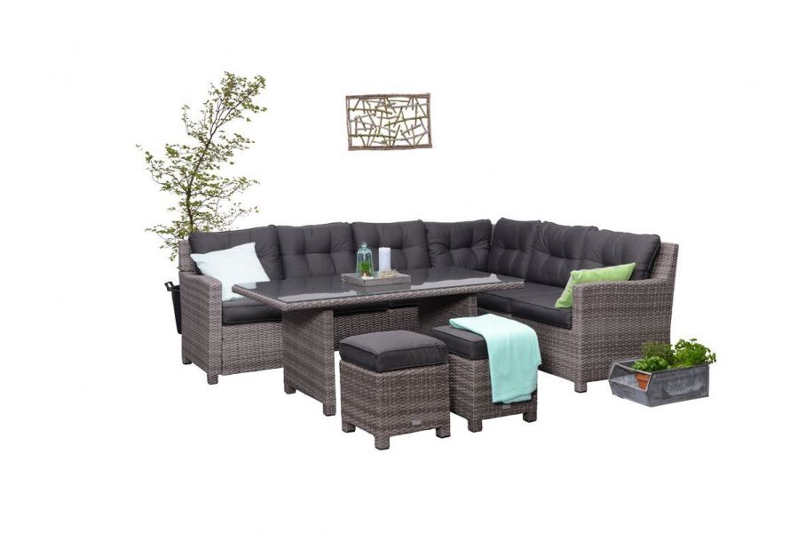 Garden Impressions Blue bird lounge/diningset - 5-delig - rechts - organic grey - reflex black - Showmodel Numansdorp, Hoofddorp, Woerden, Amersfoort & Wommelgem