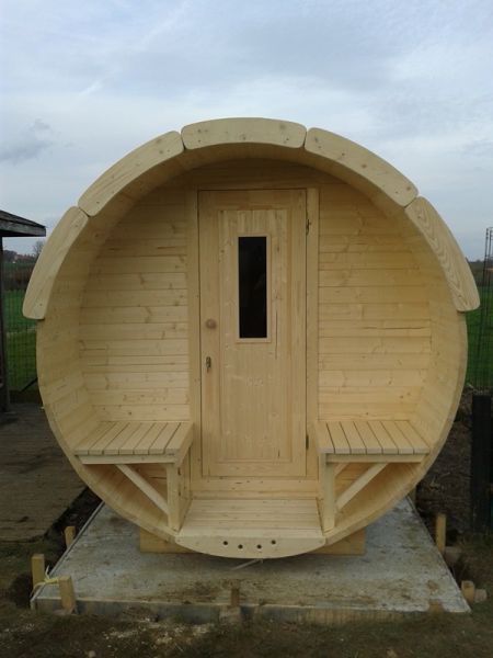 Barrelsauna Ø195x300 cm - Vurenhout rond