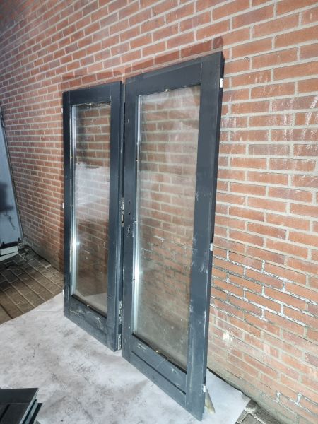 Dubbele houten deur antraciet 150,5 x 193,6 cm - SALE25030