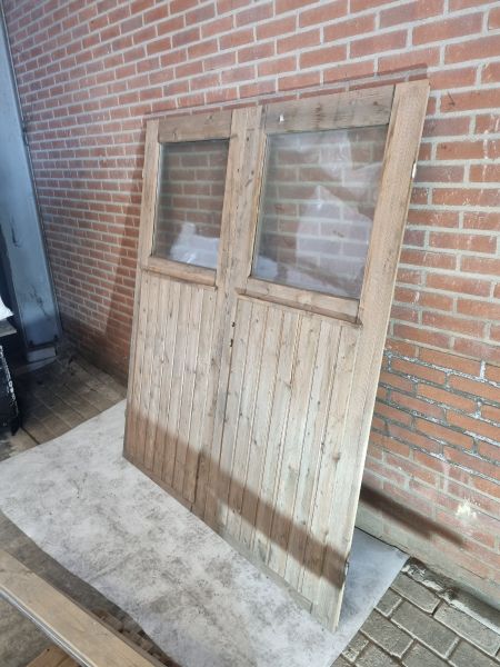 Dubbele houten deur blank 168,5 x 192,5 cm met kozijn - SALE25036
