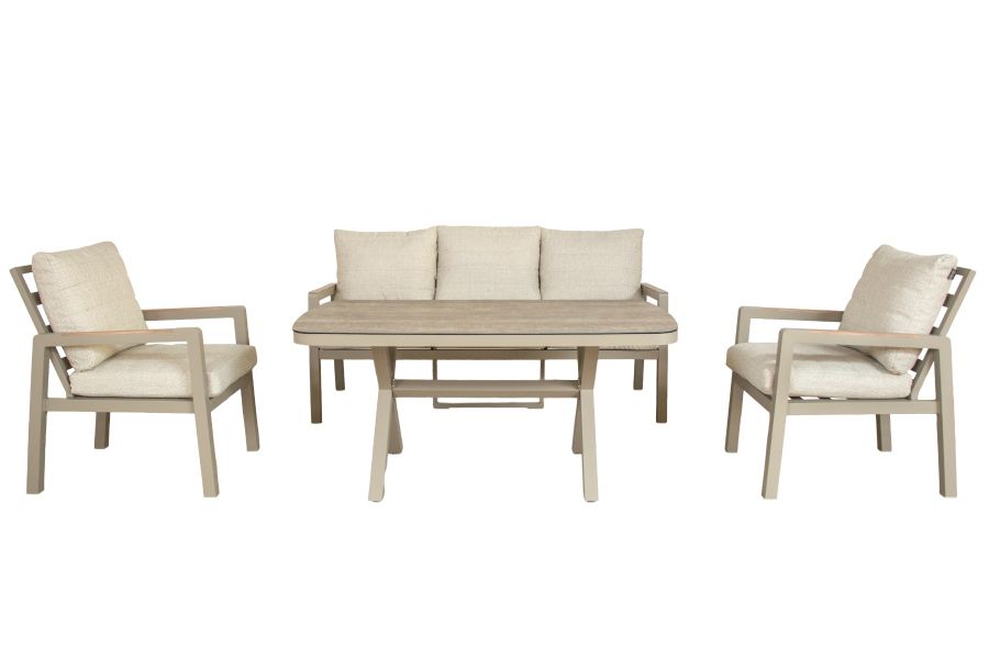 SenS-Line Colin loungeset 4-delig aluminium met beige kussens