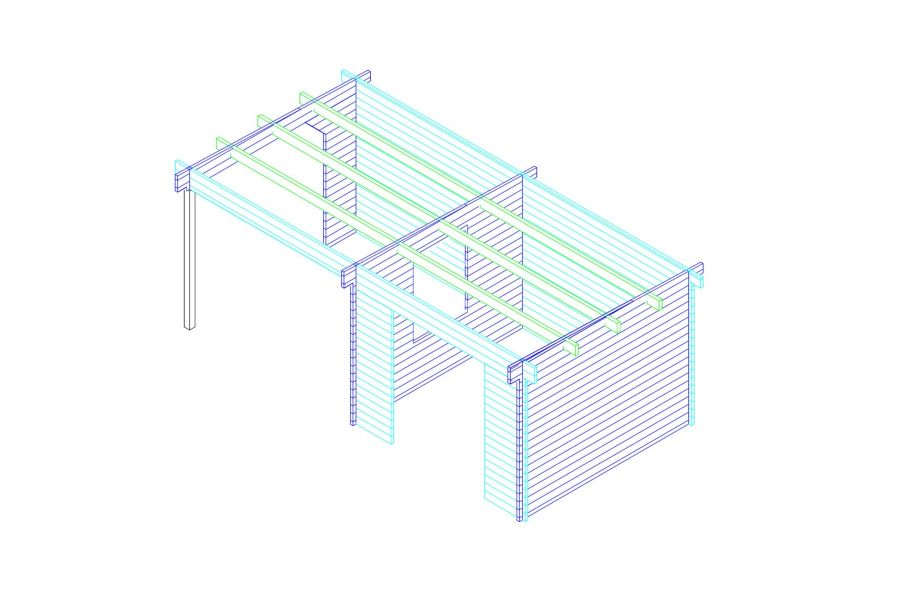Blokhut 3031Z 300x300 cm + zijluifel 300x300 cm - geïmpregneerd