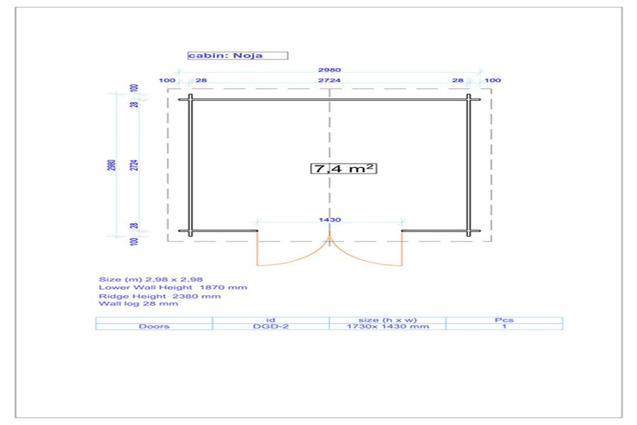 Tuindeco Noja Blokhut 300x300 cm 28 mm vuren bruin geïmpregneerd