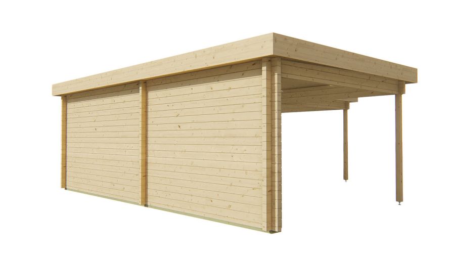 Blokhut Bridgend met overkapping 380+298x380+298 cm - back
