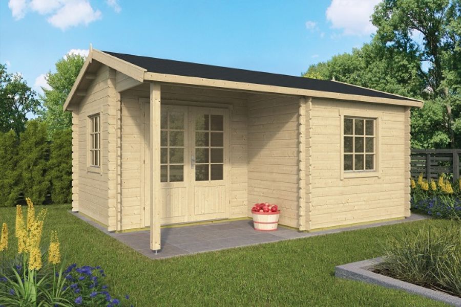Tuindeco Johan Blokhut 500x410 cm 34 mm vuren grijs geïmpregneerd