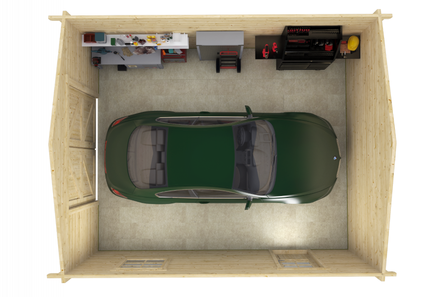 Garage Rydell 470x570 cm - Grijs geïmpregneerd