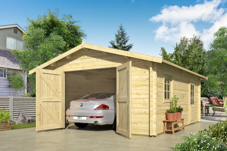 Tuindeco Rydell garage 470x570 cm 58 mm vuren honing geïmpregneerd