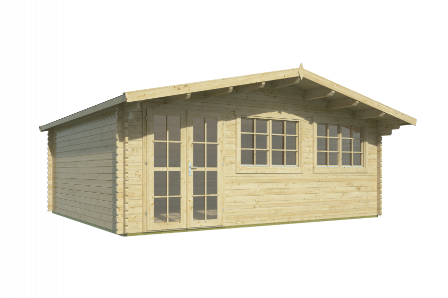 Blokhut Tova 595x500 cm + luifel 75 cm - red class wood geïmpregneerd