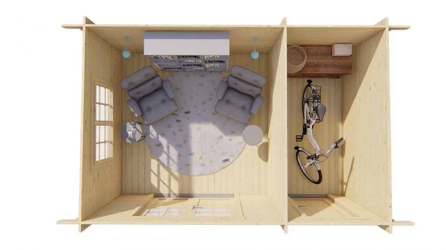Blokhut Santander 300+150x300 cm - red class wood geïmpregneerd