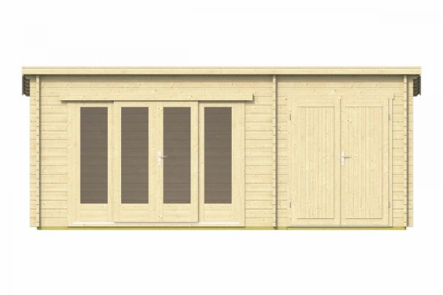 Tuindeco Meg Blokhut 595x400 cm 44 mm vuren grijs geïmpregneerd