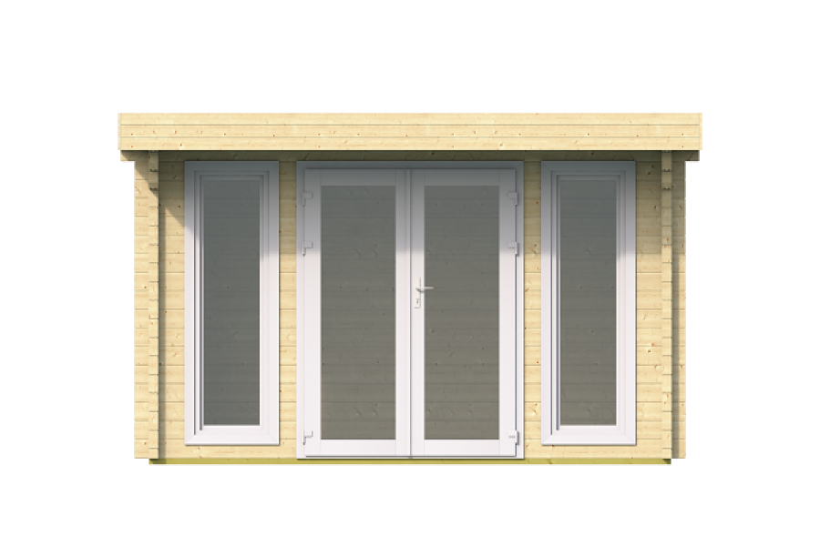 Blokhut Whitegate 400x280 cm + luifel 120 cm - Bruin geïmpregneerd