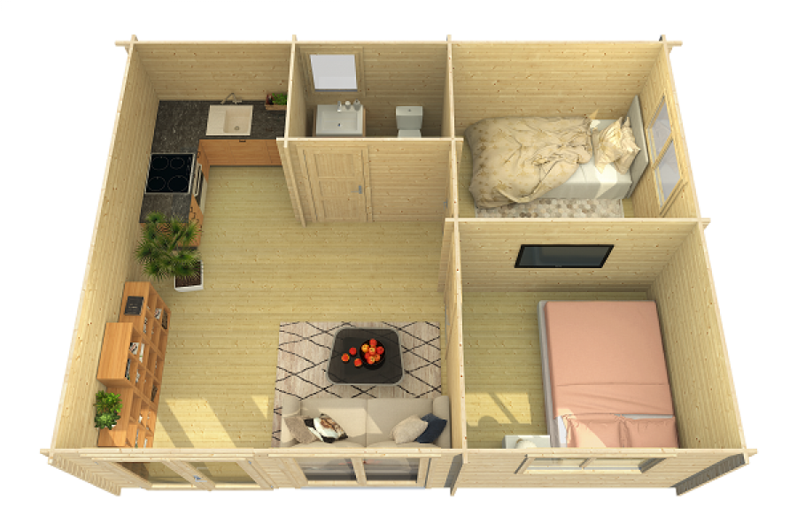 Tuindeco Moderna Blokhut 702x532 cm 44mm vuren blank