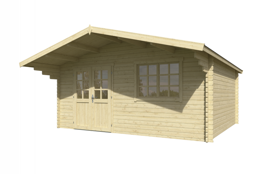 Blokhut Floor 505x445 cm + luifel 130 cm 40 mm vuren blank