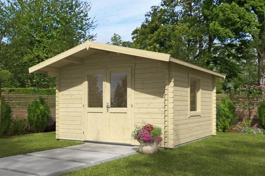 Blokhut Floor 350x350 cm + luifel 70 cm 40 mm vuren blank