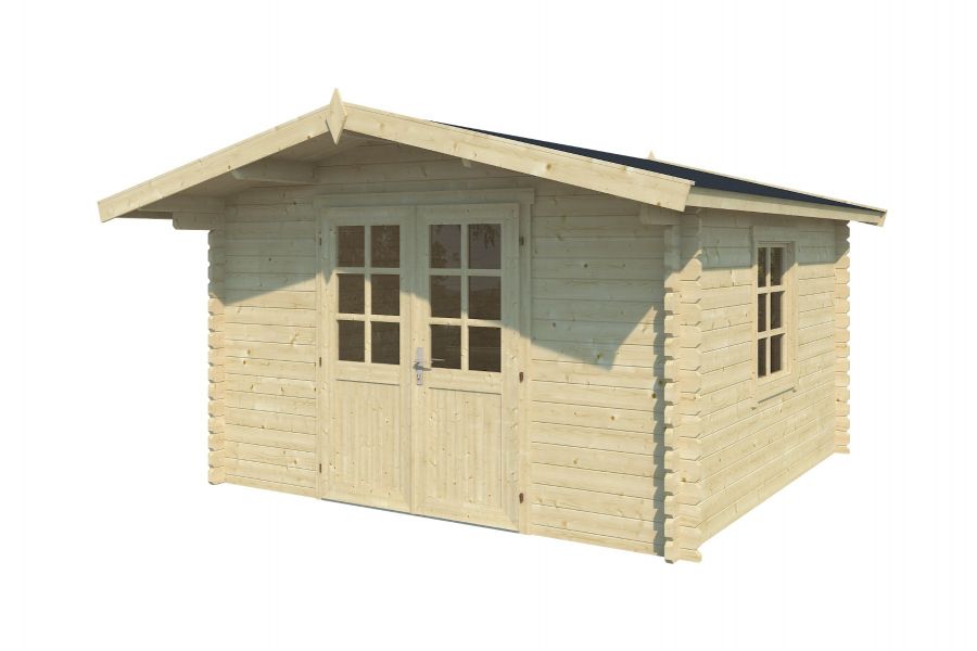 Blokhut Floor 350x350 cm + luifel 70 cm 40 mm vuren blank