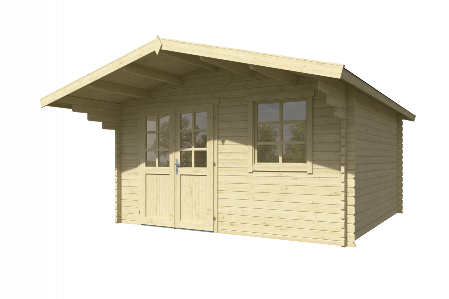 Blokhut Floor 410x410 cm + luifel 130 cm 40 mm vuren blank