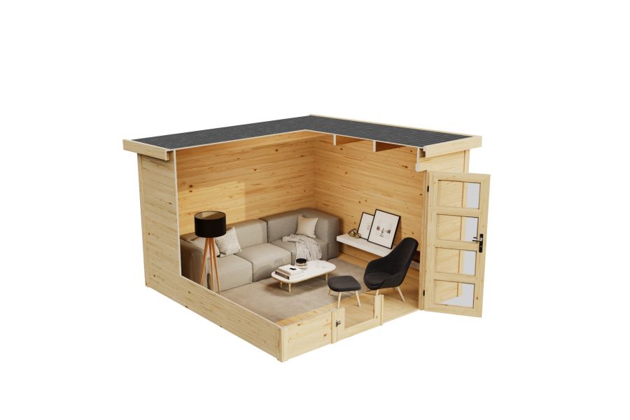 Blokhut Bart 300x300cm 28mm vuren blank