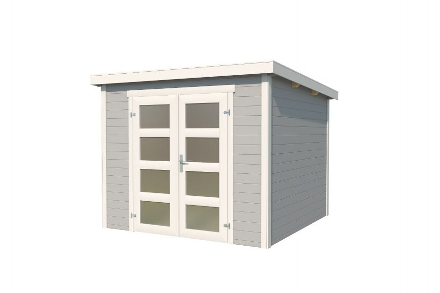 Blokhut Bart 250x250cm 28mm vuren Lightgrey-White geverfd