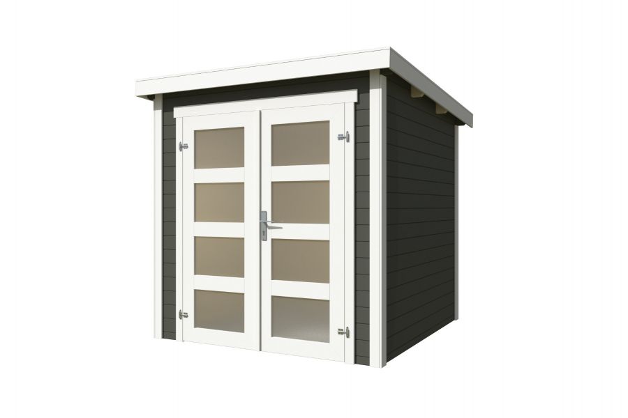 Blokhut Bart 200x200cm 28mm vuren groengrijs-wit geverfd