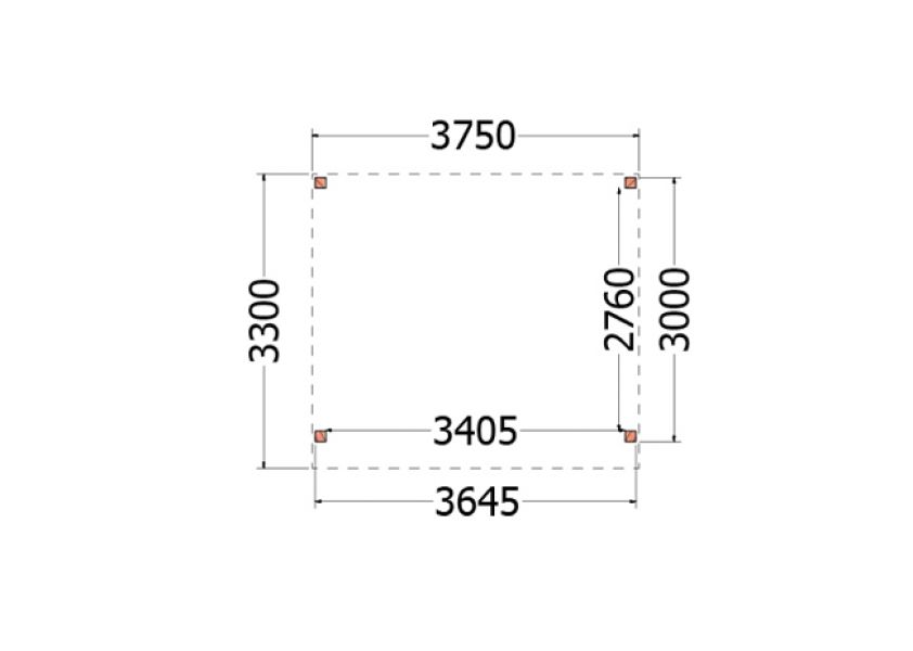 Overkapping Casa 375x330 cm - plattegrond 