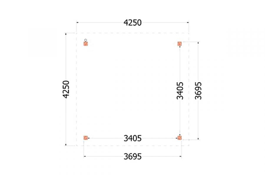 Buitenverblijf Florence 425x425 cm - Plat dak
