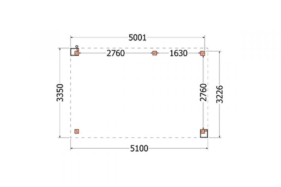 Trendhout Buitenverblijf Verona 510x335 cm - Plat dak model rechts