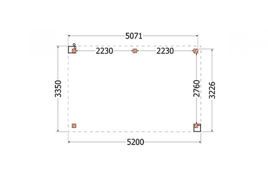 Buitenverblijf Verona 520x335 cm - Plat dak model rechts