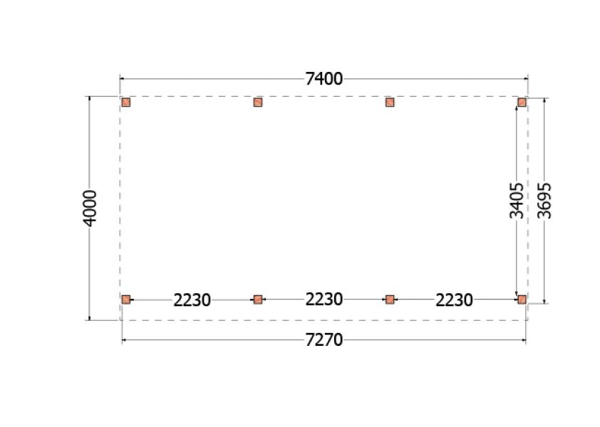 Overkapping Mensa 740x400 cm - plattegrond
