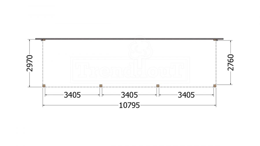 Aanbouwveranda Modena 1080x300 cm
