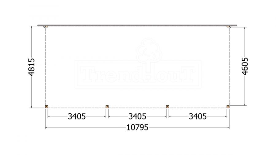 Aanbouwveranda Modena 1080x485 cm