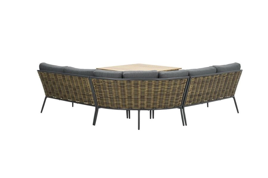 Garden Impressions lounge/dining set Bali 4-delig carbon black/natural rotan/mystic grey