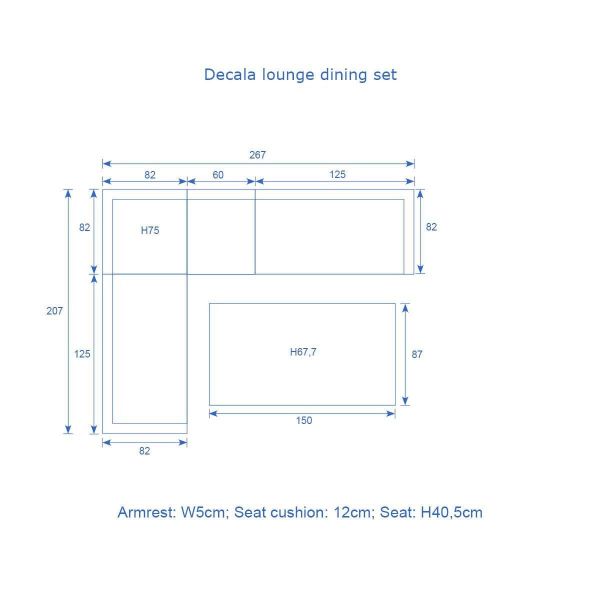 Decala lounge-diningset - 5-delig - aluminium - light teak look - desert sand
