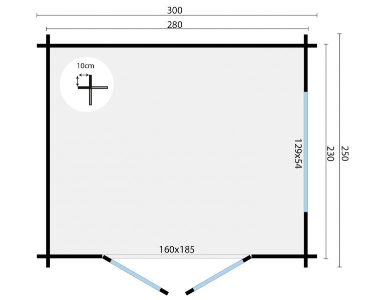 Tuindeco Gadsby Blokhut 300x250 cm 40 mm vuren blank