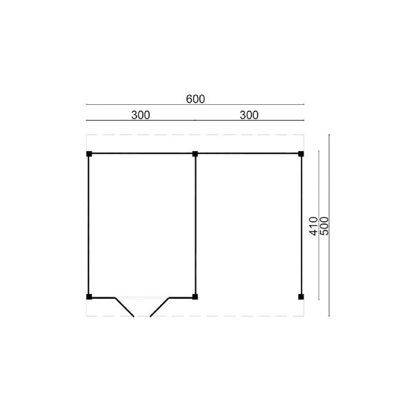 Buitenverblijf Raalte 300x410 cm + luifel 300 cm - zwart geïmpregneerde wanden - Bouwpakket