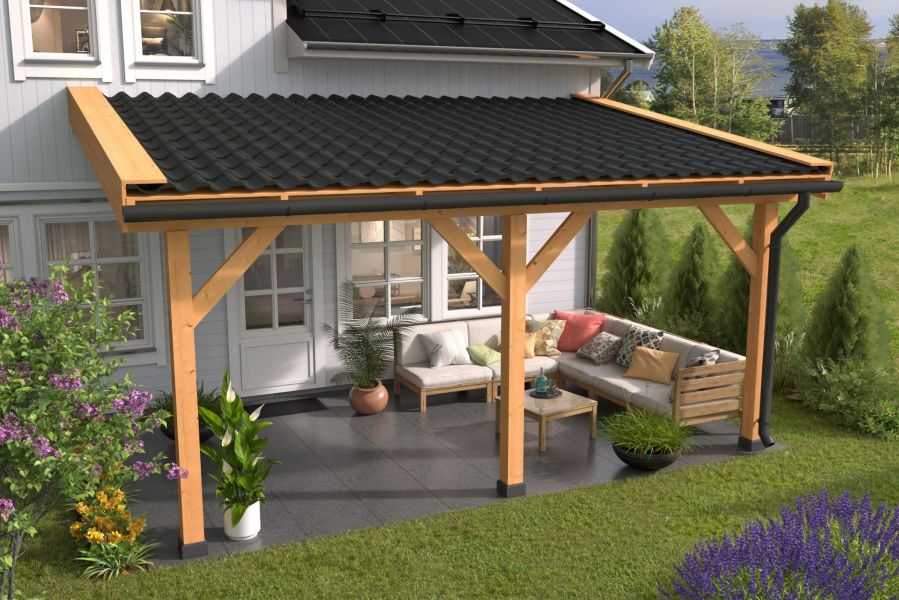 Veranda ongeschaafd lariks 500x300 cm - Bouwpakket