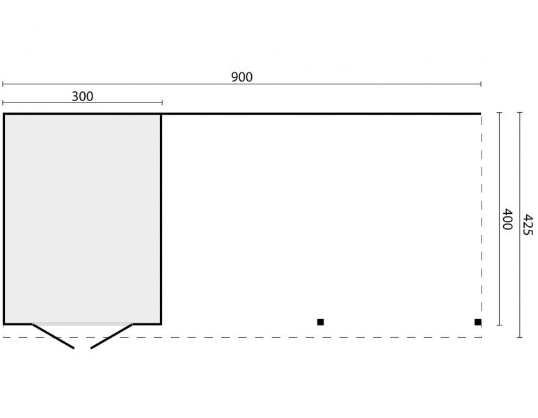 verblijf Wierden 900x400 cm incl. dubbele deur - horizontale wanden zwart geïmpregneerd - Bouwpakket