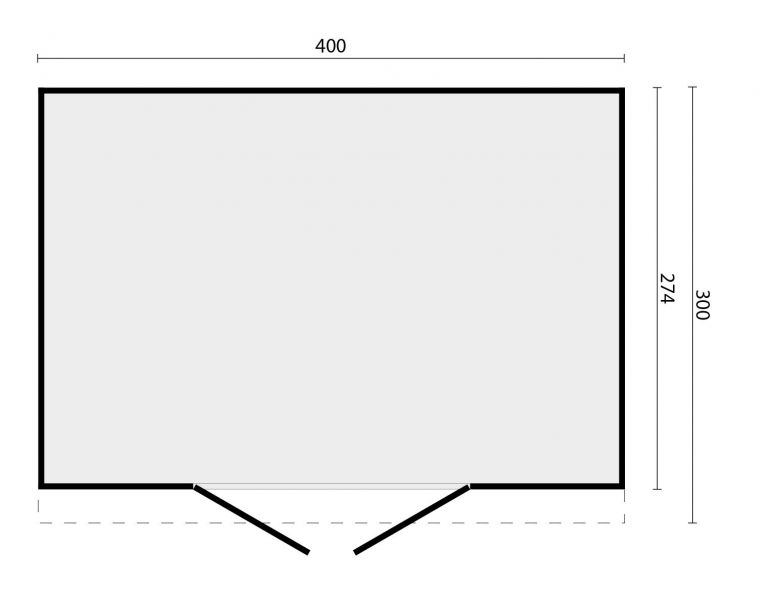 Berging Enter 400x300 cm incl. dubbele deur, horizontale wanden zwart geïmpregneerd - Bouwpakket