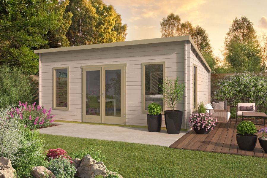 Tuindeco Calpe Blokhut 595x500 cm 44 mm vuren groen geïmpregneerd