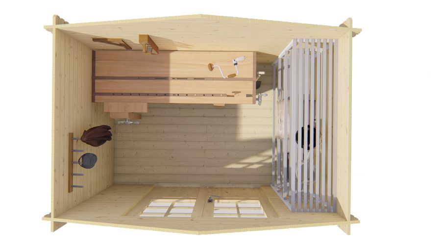 Tuindeco Anja Blokhut 295x200 cm + luifel 50 cm 28 mm vuren blank