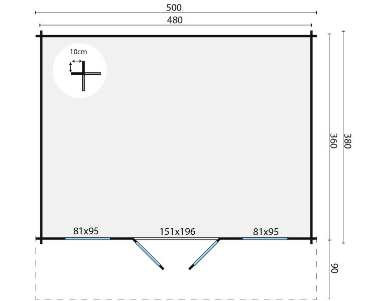 Tuindeco Parijs blokhut 500x380 cm 44 mm vuren honing geïmpregneerd