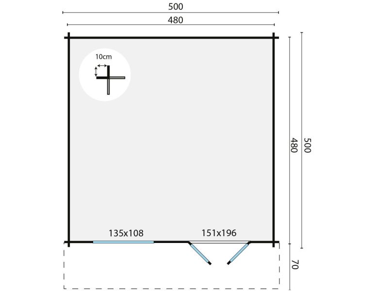 Tuindeco Salamanca blokhut 500x500 cm 34 mm vuren groen geïmpregneerd