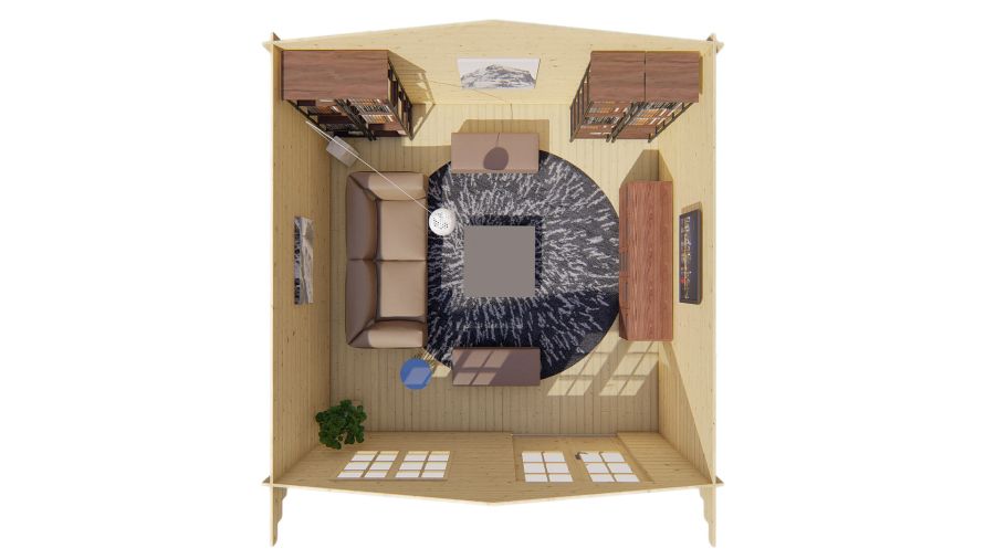 Tuindeco Salamanca blokhut 500x500 cm 34 mm vuren groen geïmpregneerd