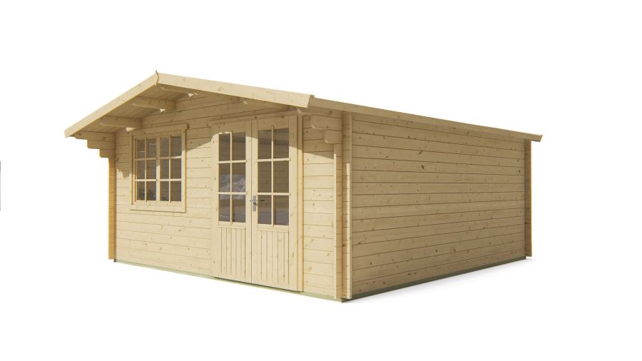 Tuindeco Salamanca blokhut 500x500 cm 34 mm vuren groen geïmpregneerd