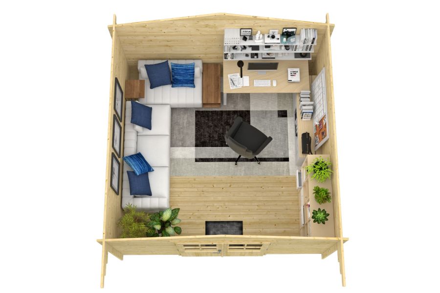 Tuindeco Torrent blokhut 400x400 cm 34 mm vuren red class wood geïmpregneerd