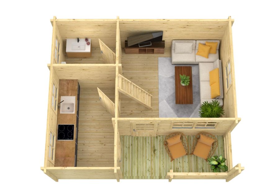 Tuindeco Edelweiss chalet 600x510 cm 70 mm vuren honing geïmpregneerd