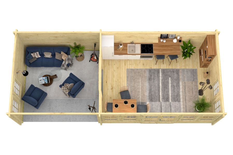 Tuindeco Big Ben blokhut - 930x400 cm vuren Red class wood geïmpregneerd