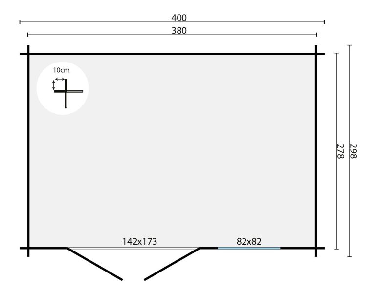 Tuindeco Gorliz Blokhut 400x300 cm 28 mm vuren blank