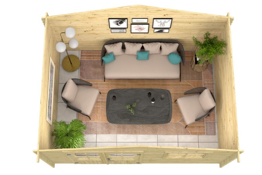 Tuindeco Gorliz Blokhut 400x300 cm 28 mm vuren blank